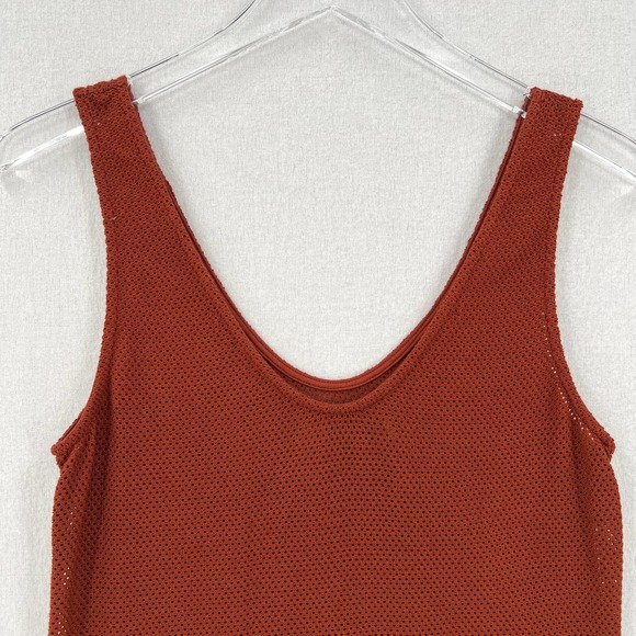 ENZA COSTA Shirt Womens Medium Rust Red Open Knit Scoop Neck Tank Sleeveless NEW - Picture 3 of 9